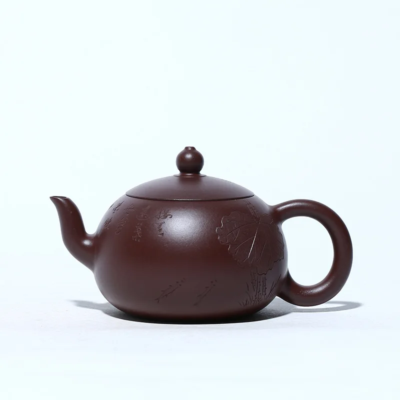 

Zisha Teapot Yixing Handmade Pot, Kung-Fu Teaware, Purple Clay Drinkware for Puer Green Black Chinese Tea Vermilion Lotus