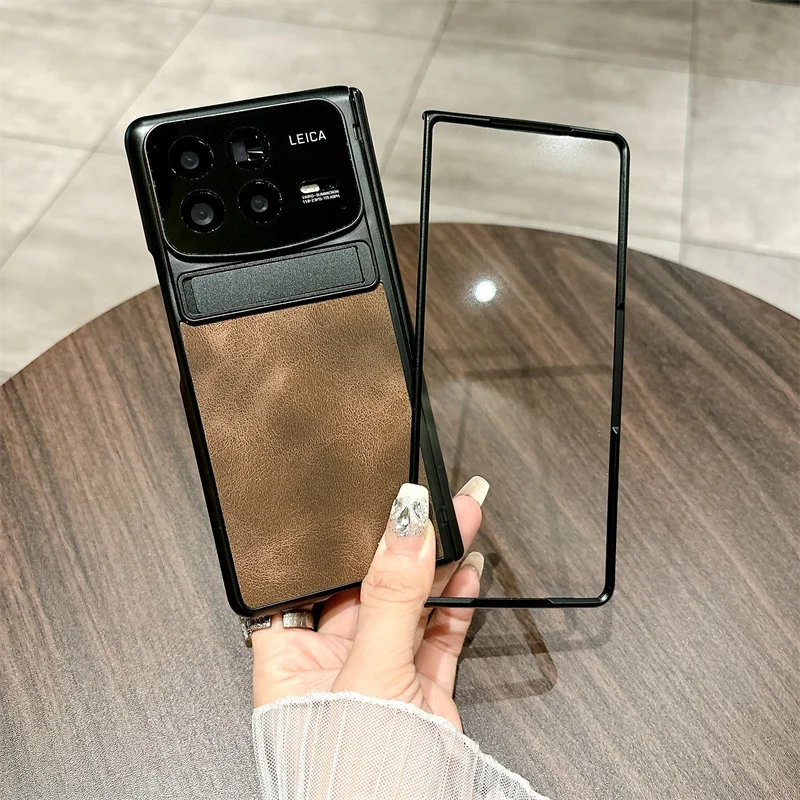 Matte Leather For Xiaomi Mix Fold 4 Case Slim Plastic Bracket Hinge Protective Film Cover_voghion.com