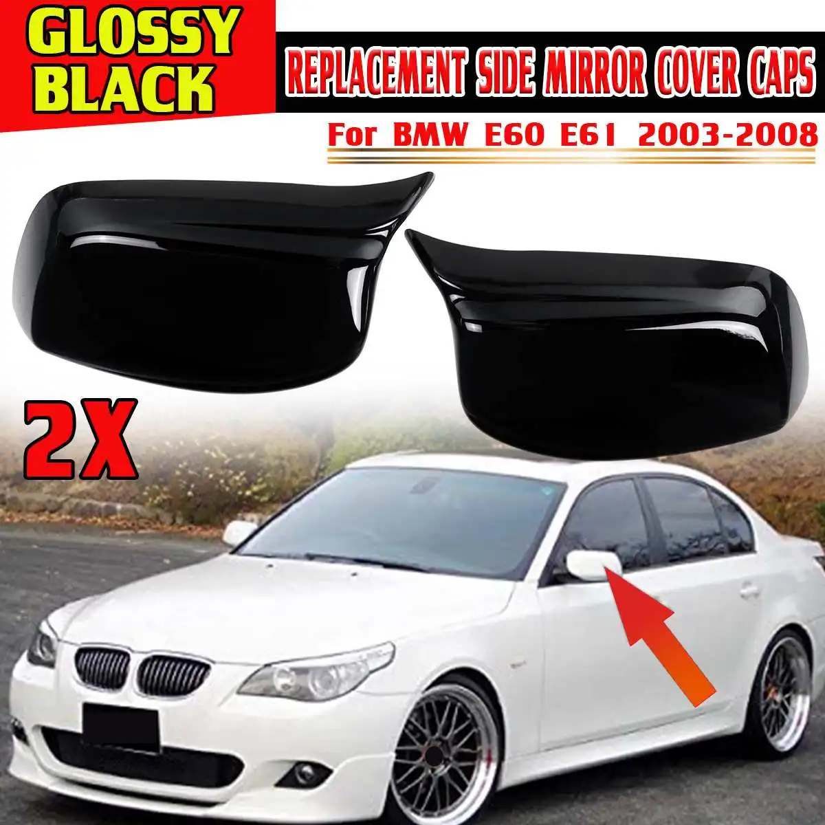 

High Quality E61 Mirror Cover M Style Car Side Rearview Mirror Cover Cap Trim For BMW E60 E61 2003-2008 Rear View Mirror Caps