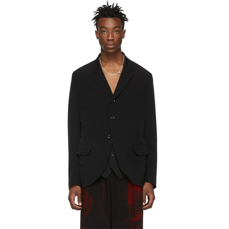 

In Yohji Yamamoto Hand Hand Embroidery Wool Suit Dark Fallow Jacket For Men And Women