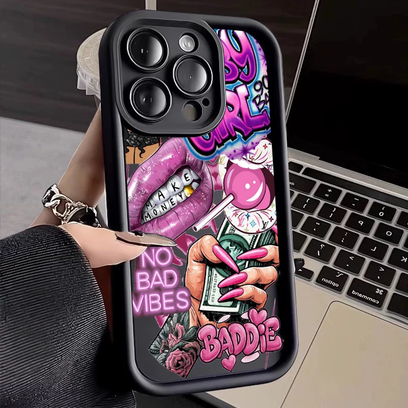 Pink Lips USD Banknote Printed Phone Case Cover