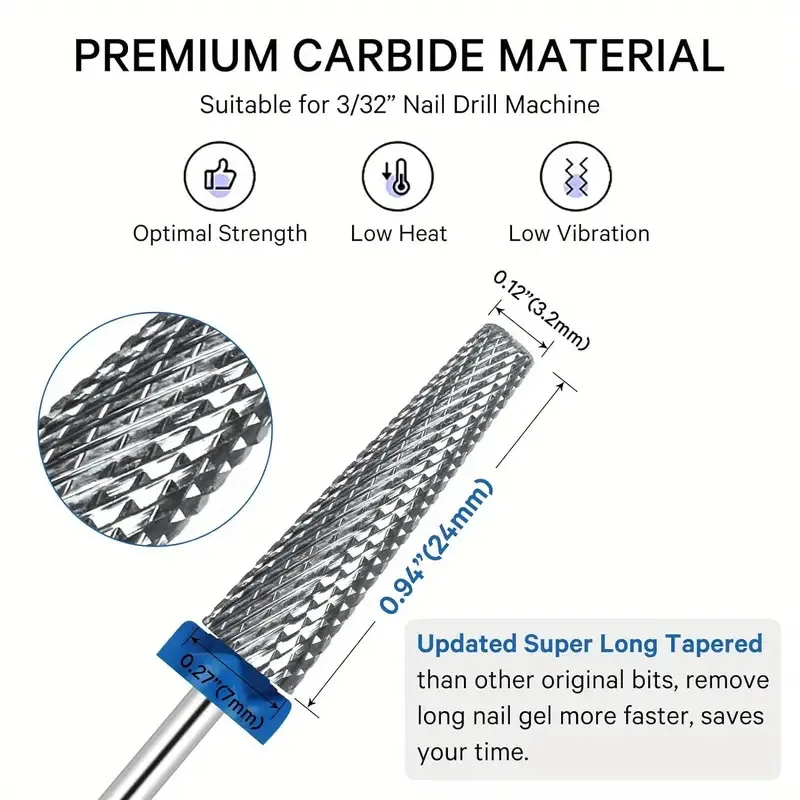 Long-Lasting Tungsten Steel Nail Drill Bit - Effortless Gel & Cuticle Removal, Precision in Nail Art Prep 4