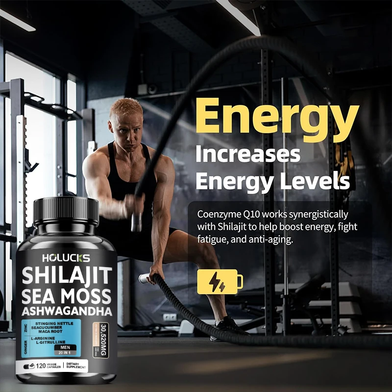Men’s Natural Sea Moss Shilajit Ashwagandha Complex Capsules, Support Boosts Testosterone, Enhance Vitality & Overall Wellness 6