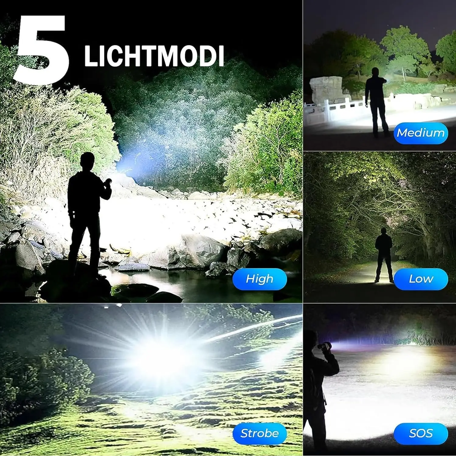LED Flashlight Torch Lamp 1000000LM Rechargeable Portable Outdoor Emergency Camping