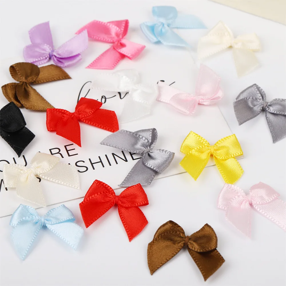 Mini Satin Ribbon Bow Polyester Ribbon Bow DIY Sewing Crafts Wedding Decoration Hairpin Garment Accesso 100Pcs/Lot