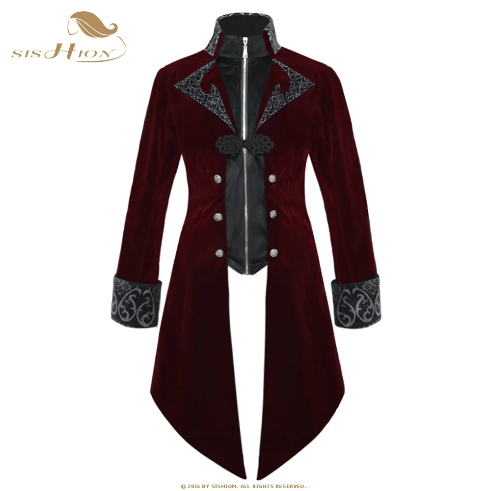 

SISHION Men Medieval Victorian Costume Tuxedo Gentlema Tailcoat VD2889 Gothic Steampunk Trench Vintage Frock Outfit Coat for Men