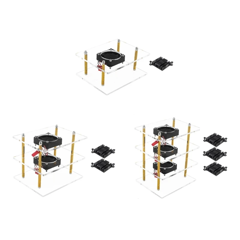 

Новинка 2023 года, акриловый чехол для OrangePi 5PLUS с бесшумным вентилятором охлаждения, радиаторы, комплект адаптера питания,