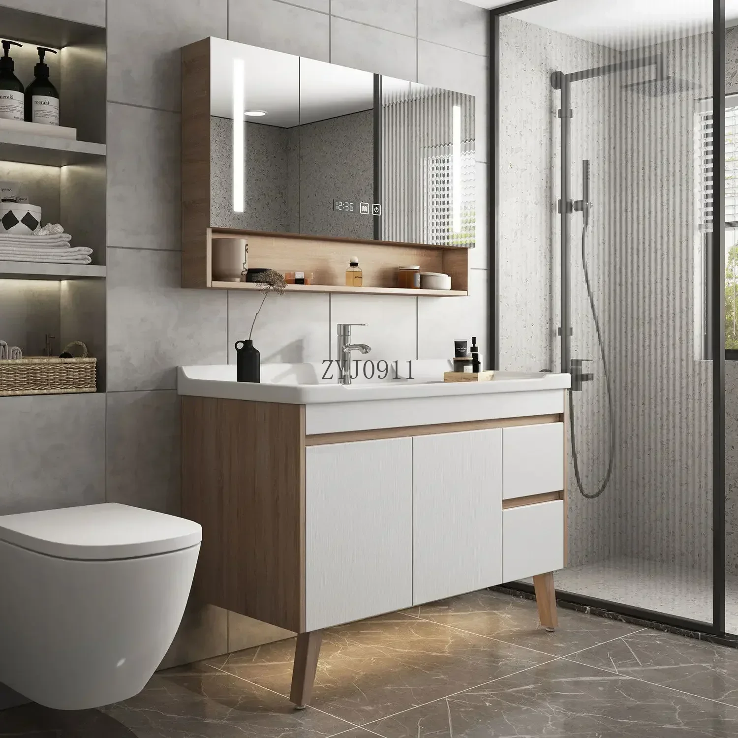 *Modern Bathroom Cabinet Vanity Ceramic Washbasin Locker Accessories Bathroom Cabinet Toilet Home Furniture