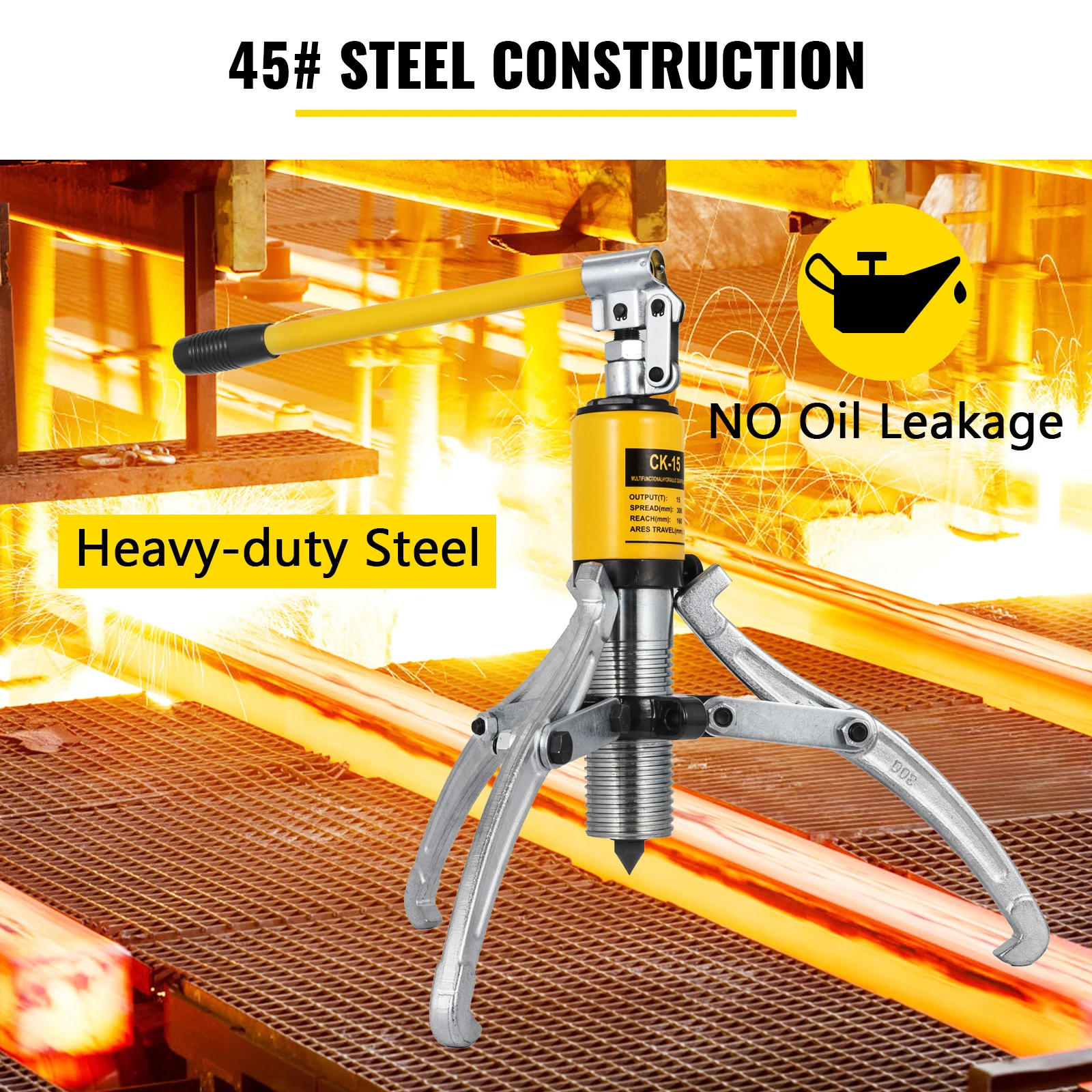 SucceBuy 15T Hydraulic Gear Puller Adjustable 3 Jaws Wheel Bearing Puller Separator Drawing Machine Wheel Bearing Removal Tool