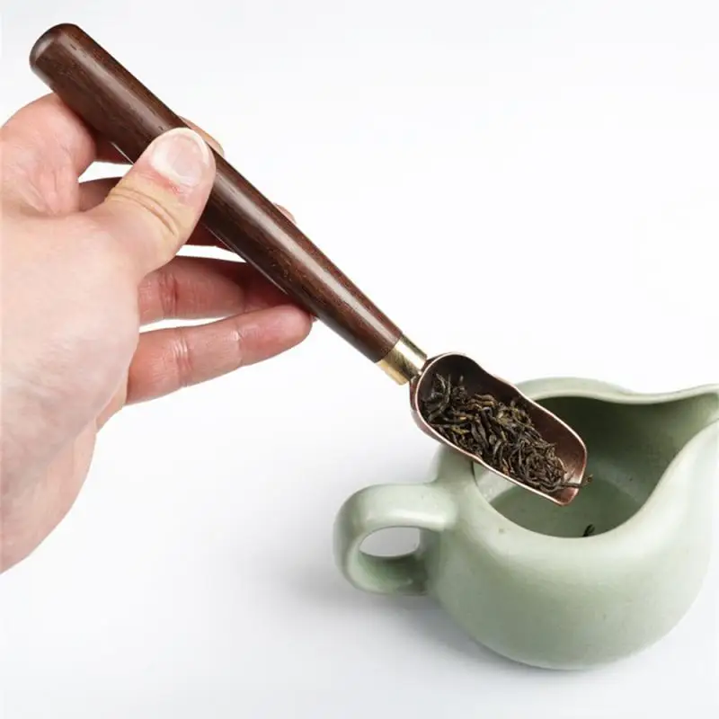 Teaspoon Carved Bergamot Rustproof Easy Use Black Sandalwood Dessert Spoons Large Capacity Chinese Spoon Retro Kitchen Gadgets tea spoons