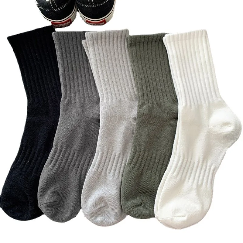 Mens Black  White Warm Socks Set - 5 Pairs Autumn Winter Sport Short Socks
