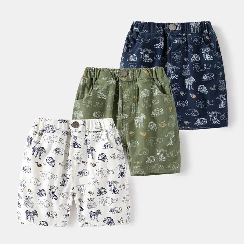 

Новинка 2024, детские летние модные брюки средней длины, свободные шорты с мультяшным принтом для маленьких мальчиков, Детские повседневные короткие брюки, одежда для фотографий