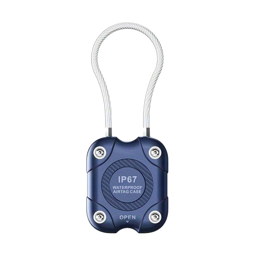 Secure Lock AirTag Holder with Wire Cable - 360° Hard Protective Keychain Case