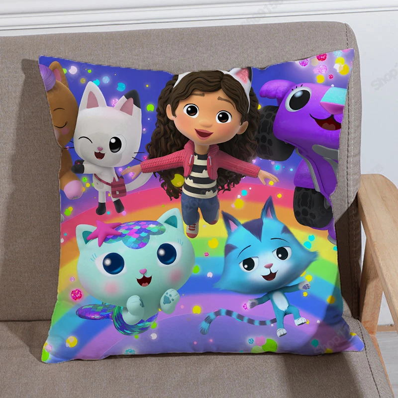 Gabby Dollhouses Cartoon Cute Federa Bambini Camera Da Letto Cuscini Stampati Copertura Decorativa Letto Per Bambini Federa Moda 45X45Cm