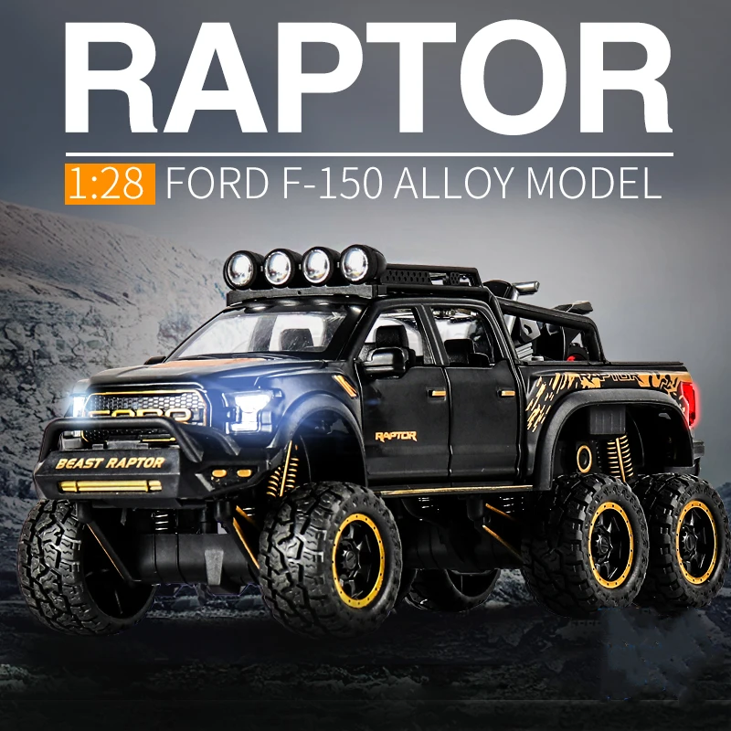 

Модель автомобиля Ford Raptor F150 из металлического сплава, модифицированная модель внедорожника, литые под давлением и игрушечные автомобили, коллекционная игрушка, подарок, 1/28