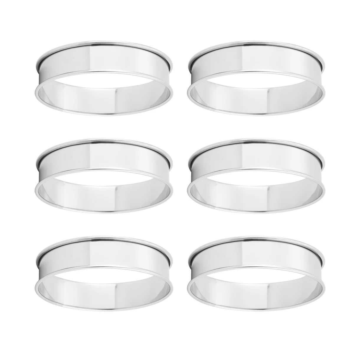 6 Pack 4 Inch Double Rolled English Muffin Rings, Stainless Steel Crumpet Rings, Tart Round