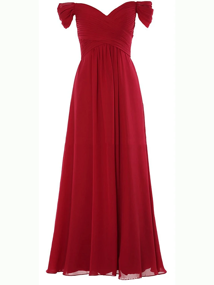 

GUXQD A-Line Chiffon Evening Dresses Bridesmaid Dresses V-Neck Wedding Party Gowns Formal Dama de honra robes de soirée