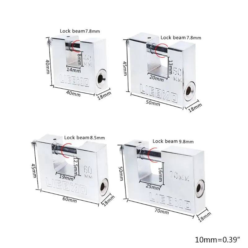 Description Picture 3 of itemY1UD Steel Burglar Padlock Security Safety Lock Antique Horizontal Opening