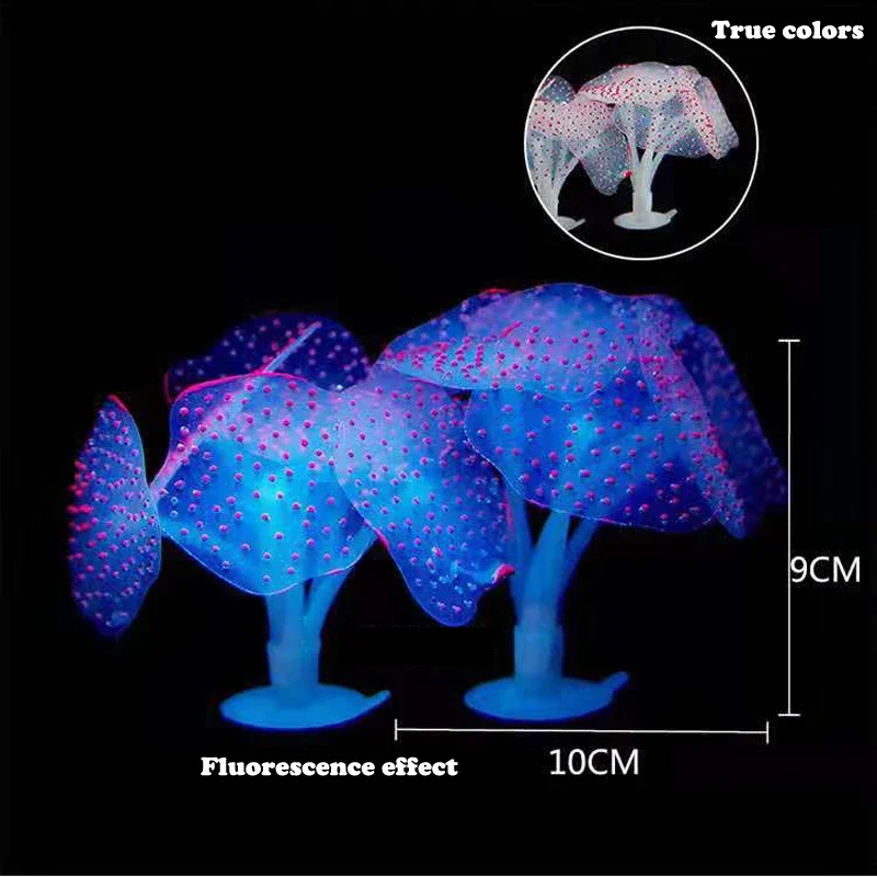 Aquarium Large leaved Luminous Coral Simulation Silicone Corals UnderWater Landscape Decor Fish Tank Landscaping Accessories