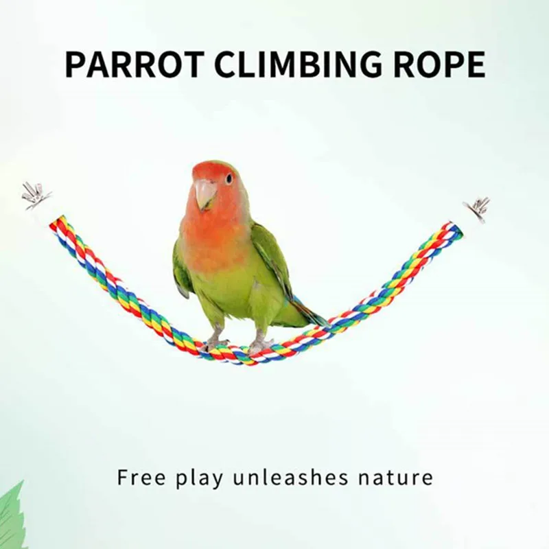 Colorful Parrot Rope Hanging Braided Budgie Bird Cage Cockatiel Toy Pet Stand Accessories Ladder Swing Supplies 40/60/80cm
