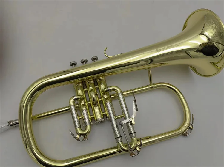 Professional Flugelhorn Gold Lacquer Case Bb Yellow Brass Bell