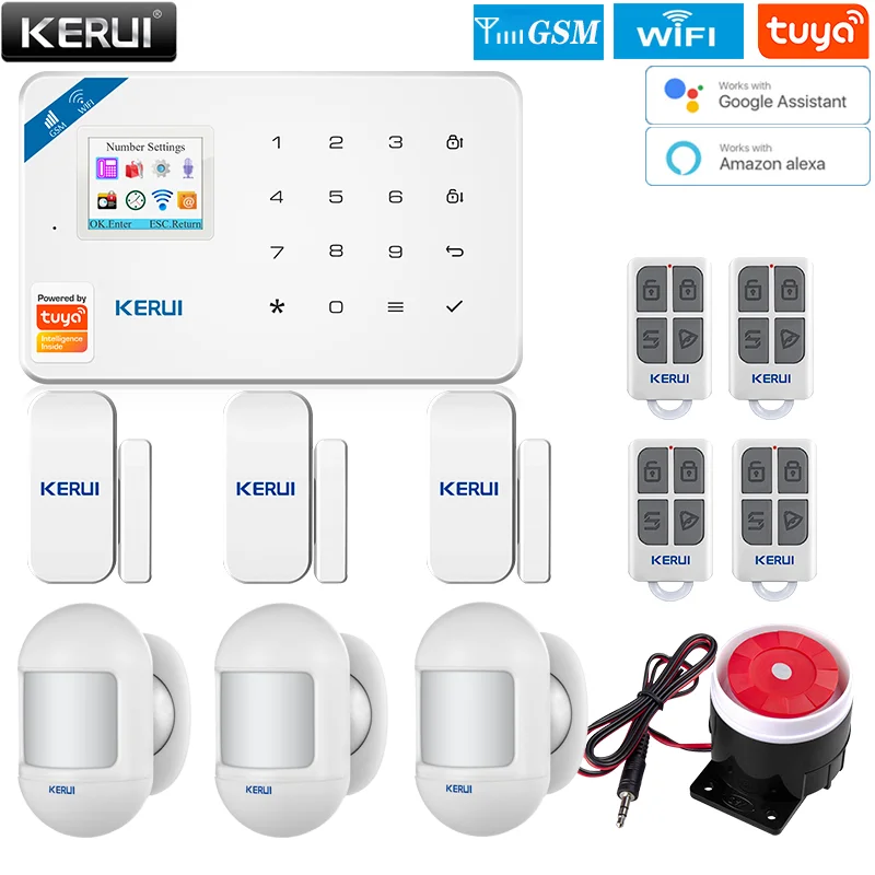 KERUI W181 Home Security Alarm System Mobile APP Receiving GSM WIFI Connection Color Security Alarm Siren System Screen Wireless security system,security alarm,wireless alarm,smart siren alarm