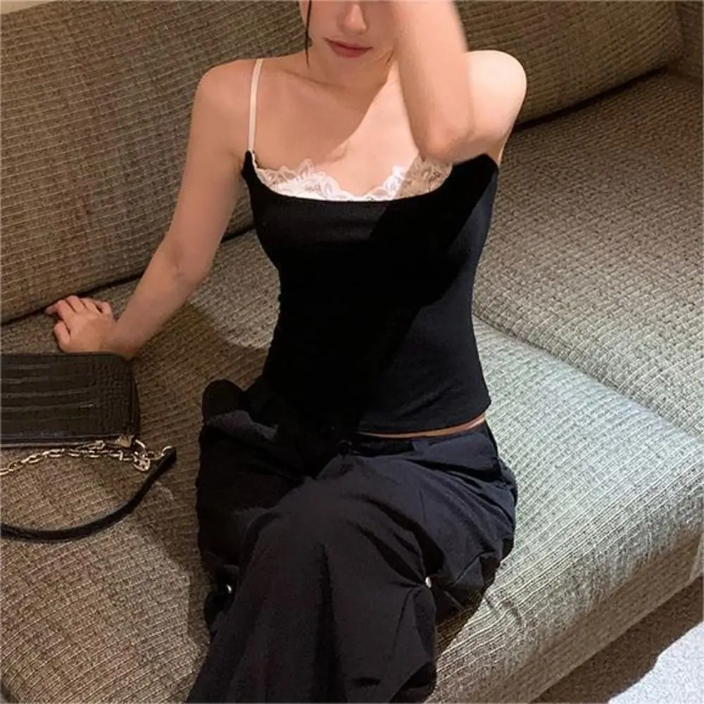 Polyester Lace Camisole Slim Fit Women Summer Top
