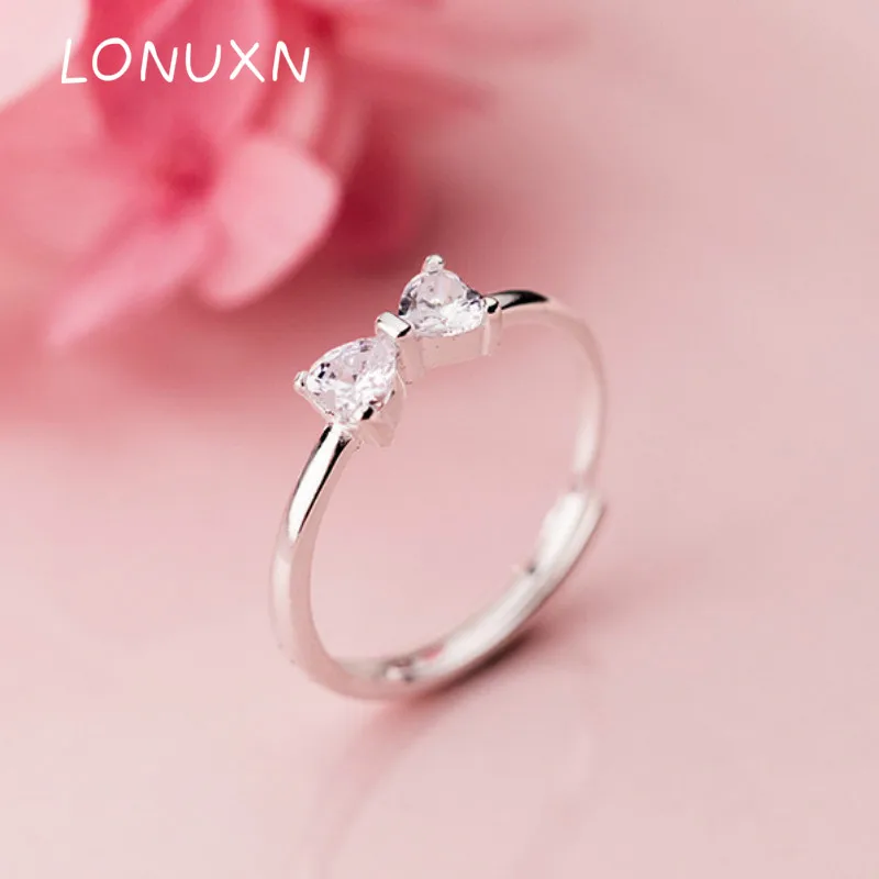 

High Quality Fashion White Crystal Sunshine 925 Sterling Silver Ring Bow-knot Shape Design Earring for Women Rings Jewelry Gift