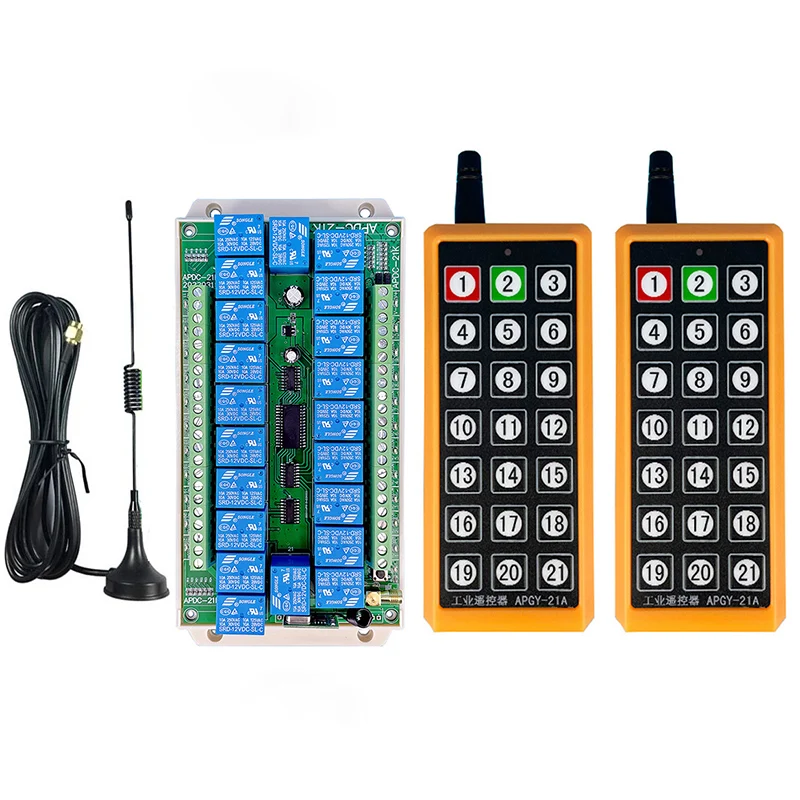 

DC 12V 24V 21CH RF беспроводной пульт дистанционного управления Переключатель радиоприемник с 2000 м дистанционным управлением присоски антенна