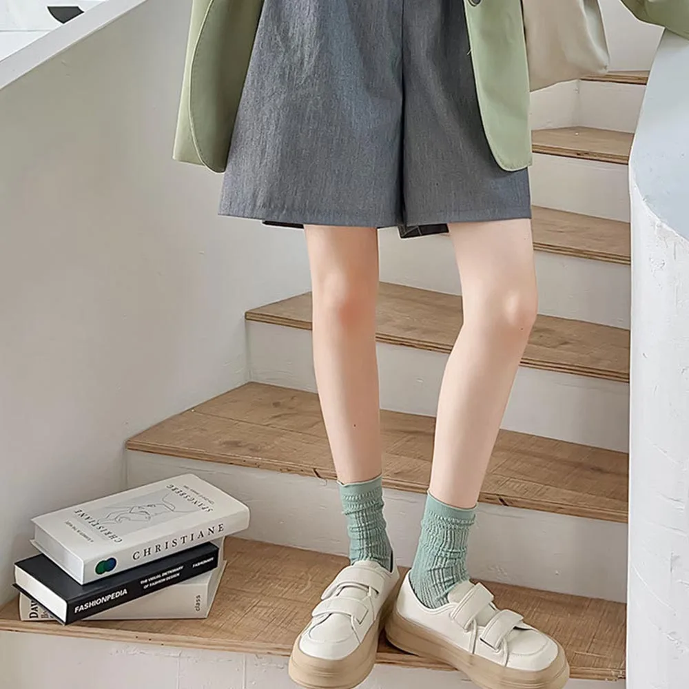 

Breathable Summer Socks for Women Thin Cotton Loose Hollow Long Socks Sweat Absorbent Lace Cute Frilly Ruffle Socks