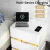 LED Nightstand Set of 2, Led Nightstand with Charging Station 3 Drawer Nightstand Smart Nightstand, Acrylic Nightstands Bedroom 3