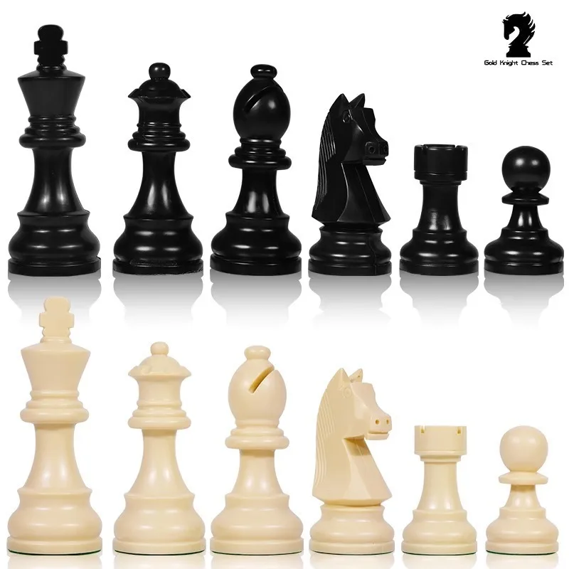 Portable Children's Chess Set Game 95mm King Weighted Chess Pieces International Standard Teaching Set