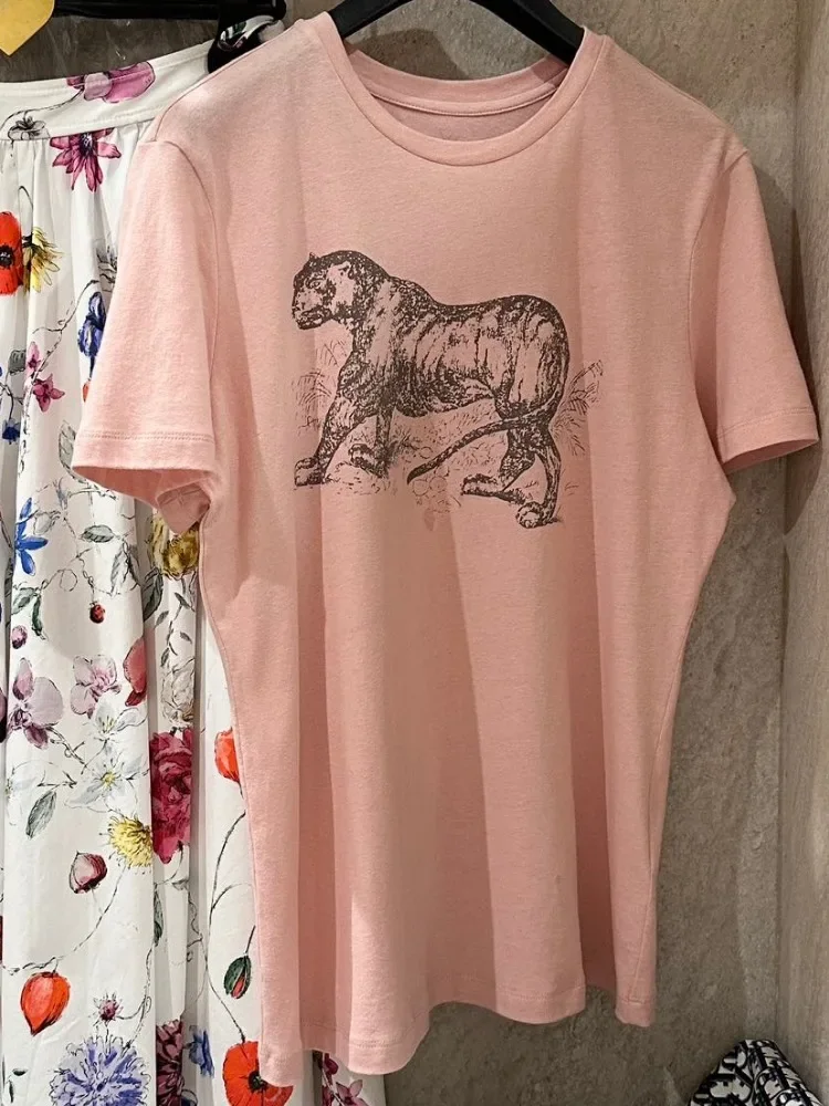 

Summer Pink Animal Print Short Sleeve T-shirt