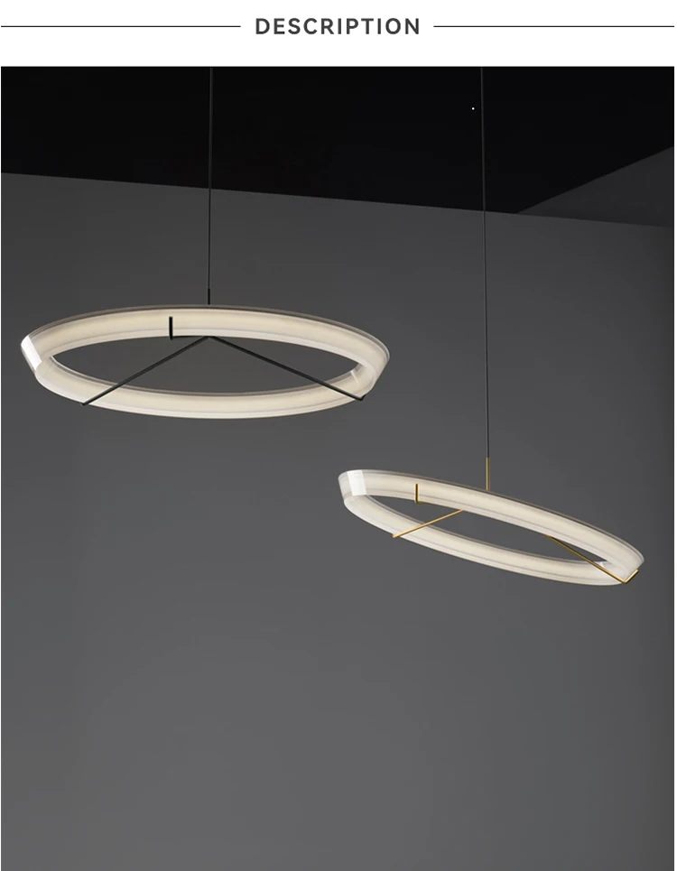 Nordic Designer Italienischen Kronleuchter Kreative LED Runde Acryl Anhänger Lampe Esszimmer Schlafzimmer Weiß Einfache Ringe Anhänger Licht – Detail 2