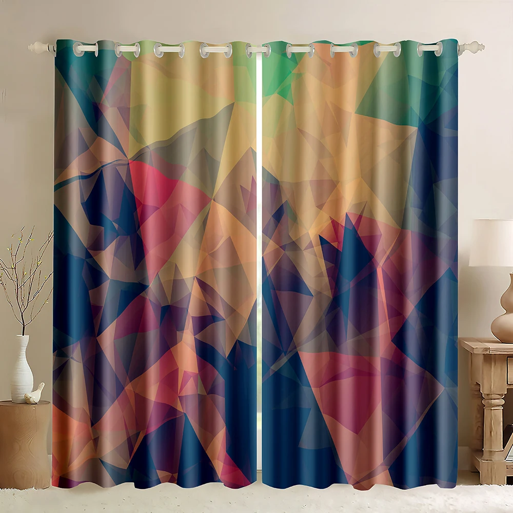 

Геометрические оконные шторы, цветные Многослойные кубические узоры, мозаичная сетка, легкий декоративный поп-арт, светонепроницаемые шторы