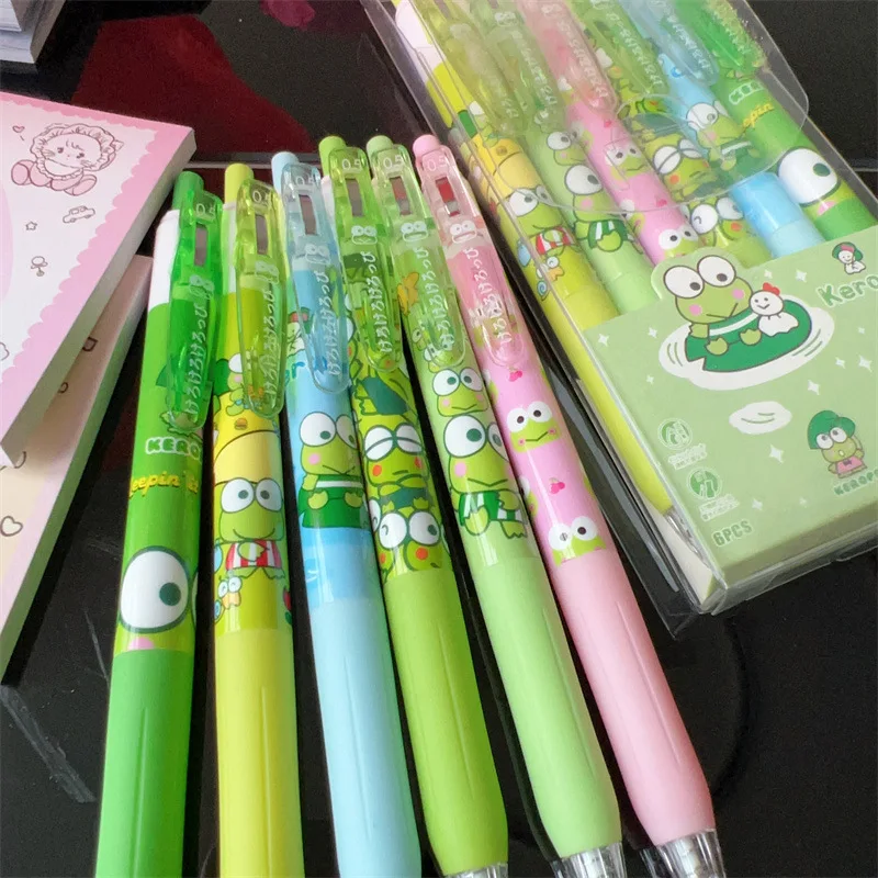 Sanrio Hello Kitty My Melody Keroppi Cute Cartoon Black Gel Pen Set St Head 0.5Mm Push Type Carbon Pen Anime Periferiche Regalo