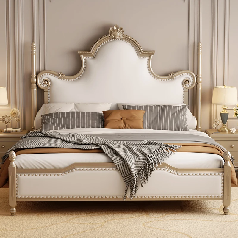 

Unique Modern Aesthetic Bed Queen Size Cheap Cute Salon Twin King Bed Luxury Bedroom Wood Cama Matrimonial Room Furniture