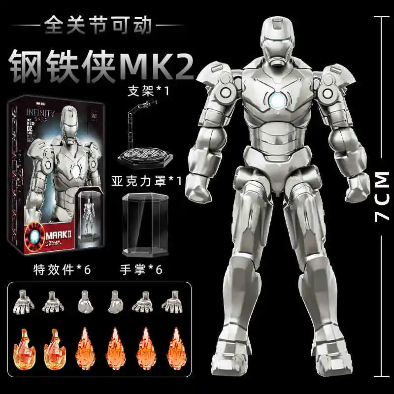 Original Iron Man MK8 MK9 MK10 MK11 MK12 MK13 MK14 Staub Blöcke Ziegel Gebäude Legenden Tony Stark DIY Spielzeug Modell Action Figur – Detail 16
