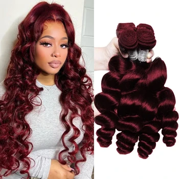 Burgundy 99j Body Wave Bundles Brazilian Red Color Human Hair Bundles 1/3/4 Pcs Hair Extensions Body Weave Colored Bundle 1