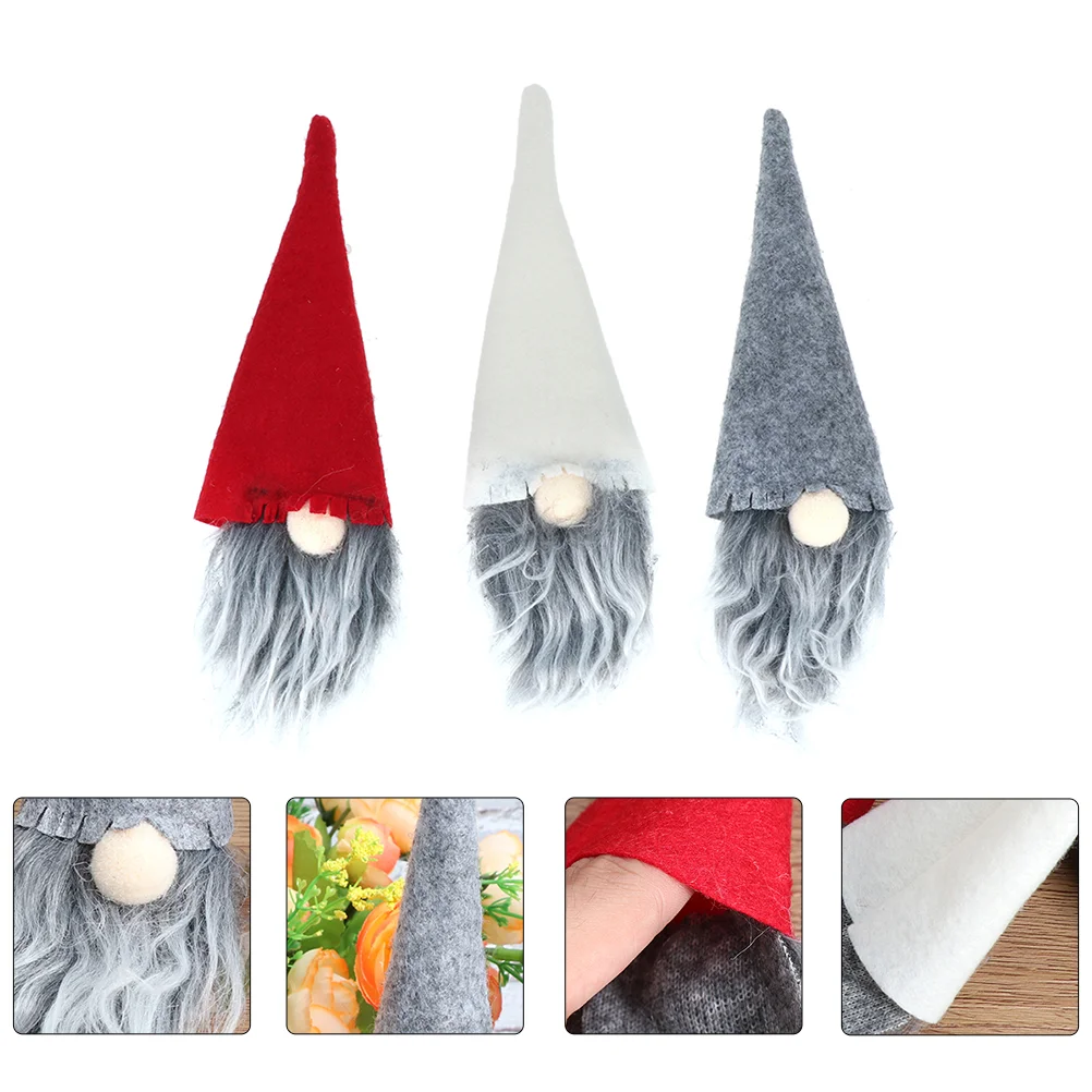 

30 Pcs Christmas Bottle Set Hat Decor Xmas Table Beverage Winter Faceless Cover Non-woven Decorative Decorations