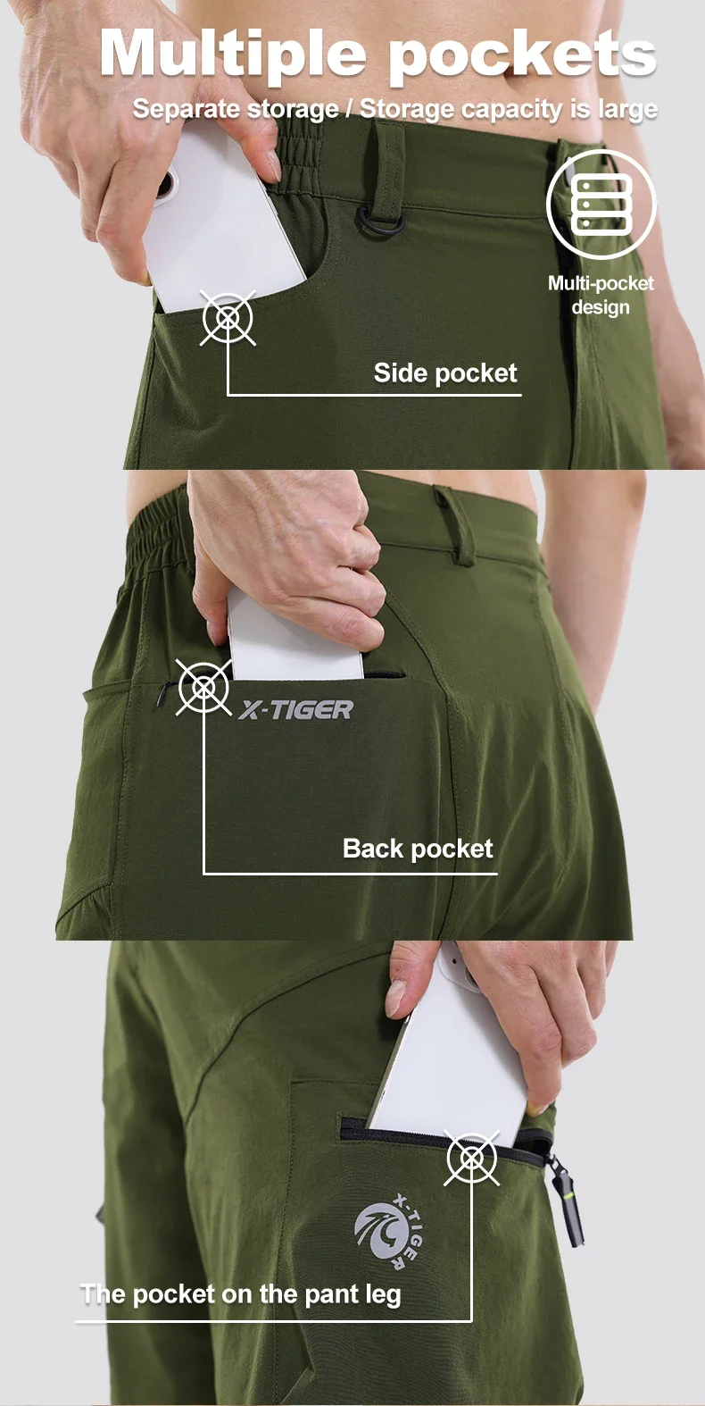 Mountain Bike Shorts – Breathable Multi-Pocket Cycling Shorts with Elastic Waistband