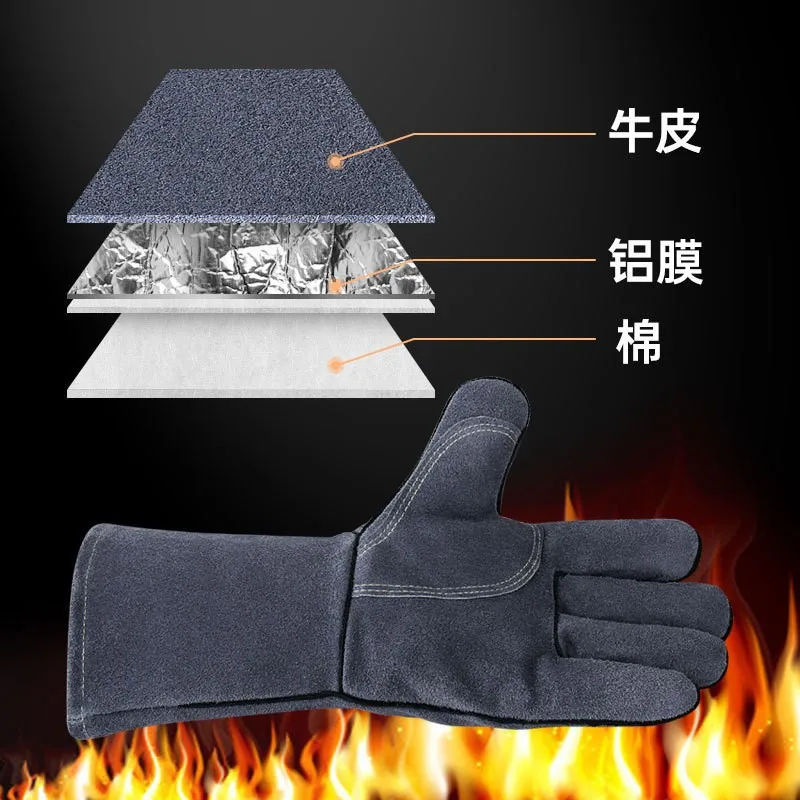 BBQ barbecue gloves for outdoor camping are resistant to high temperature of 500 degrees, scalding and heat insulation.