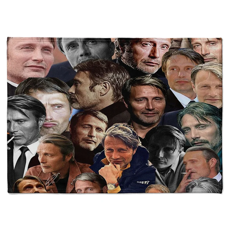 

Aertemisi Mads Mikkelsen Photo Collage Pet Blanket for Small Medium Large Dog Cat Puppy Kitten Couch Sofa Bed Decor