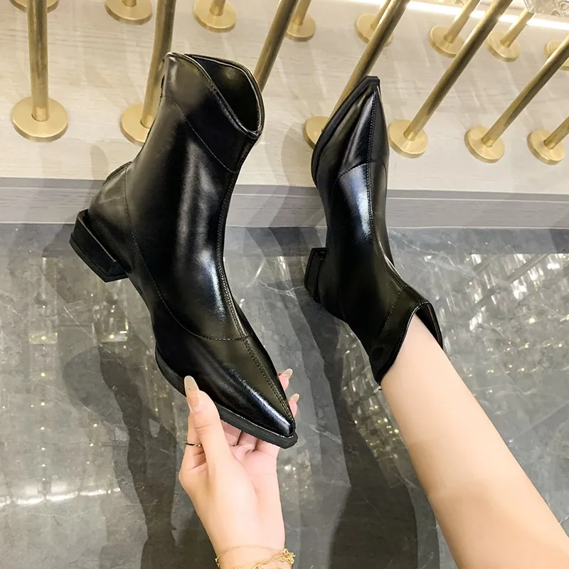 

BCEBYL Новые однотонные модные женские туфли с острым носком пикантные элегантные износостойкие удобные повседневные короткие сапоги на низком каблуке