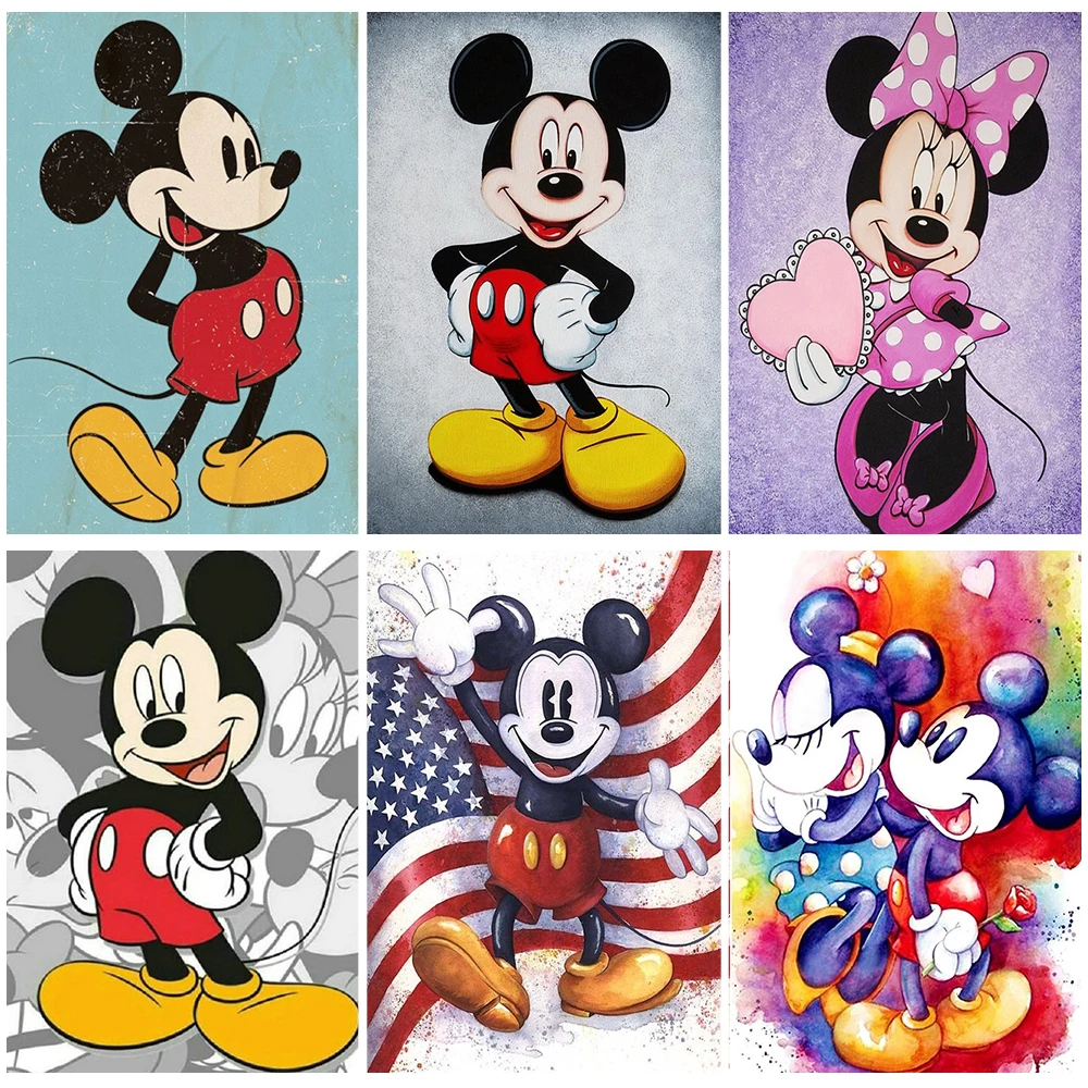 

Disney 5D Diamond Painting Cartoon Mickey Mouse Full Round Square Drill Mosaic Handmade Gift Bedroom Decoration