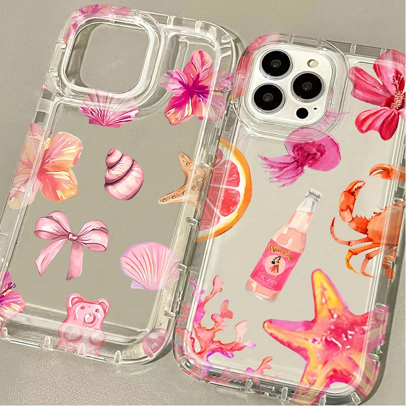 Luxury Blue Ocean Animals Clear Back Phone Case