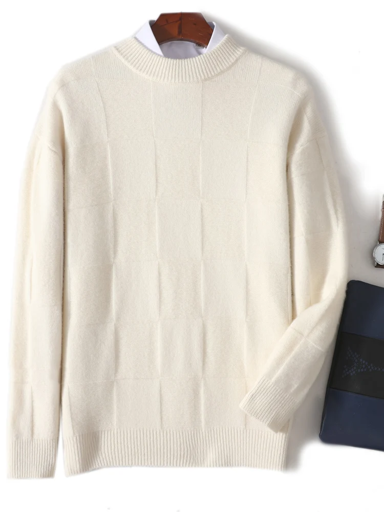 

Men's Mock Neck Cashmere Sweater Long Sleeve Pullover Smart Casual Clothes Spring Autumn 100% Merino Wool Knitwear Clothing