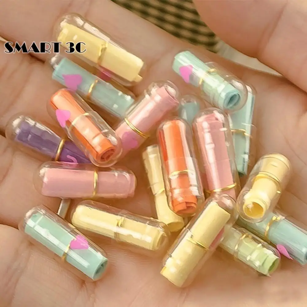 50pcs Transparent Multi-Color Heart Shape Message Letter Capsule Cute Pills Mini letter paper roll message letter capsules