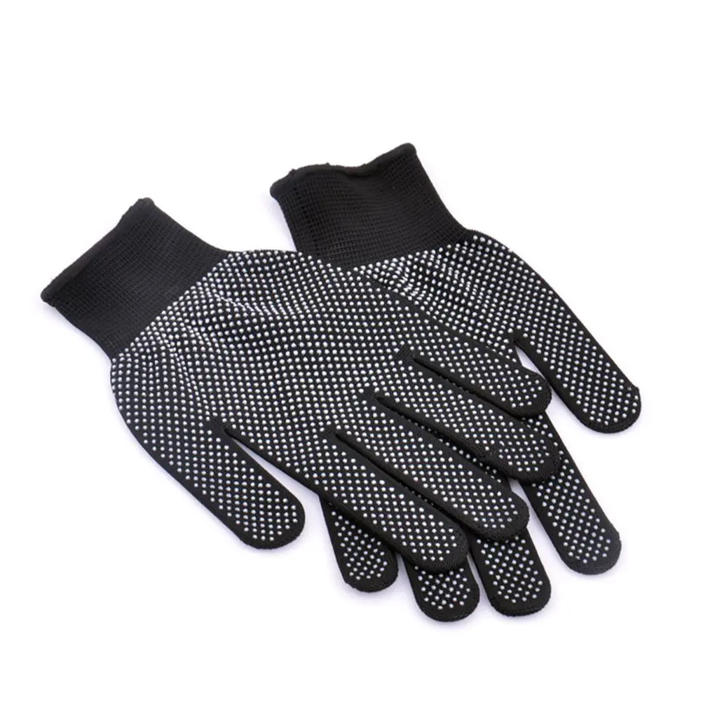 

High Temperature Heat Resistant BBQ Gloves Cotton Silicone Non-Slip Hair Styling Work Gloves Microwave Oven Gloves