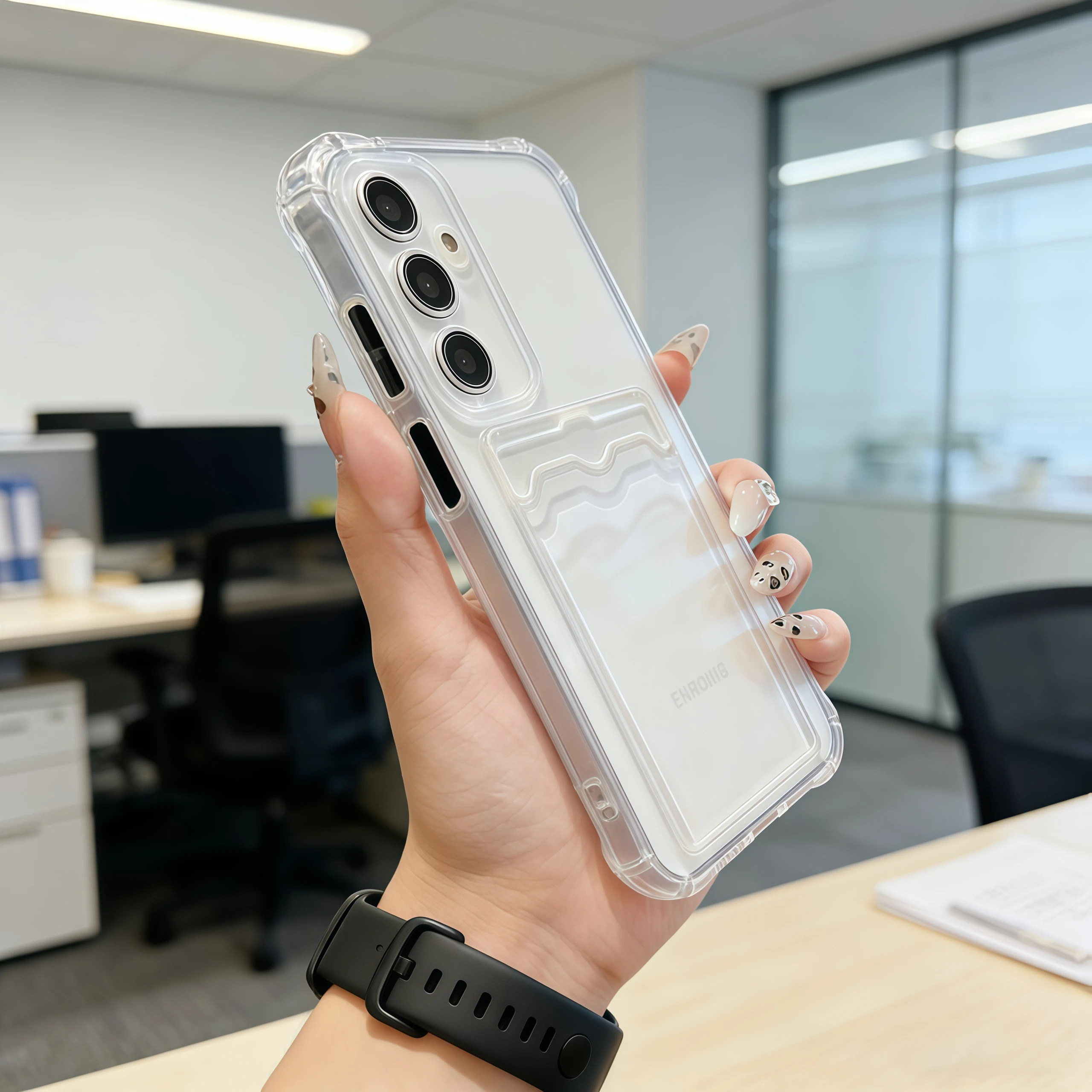 Shockproof Clear Silicone Phone Case with Card Slot Back Cover